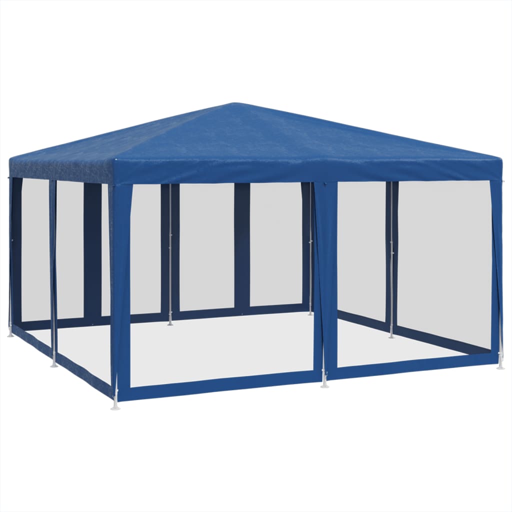 Partytent met 8 mesh zijwanden 4x4 m HDPE blauw