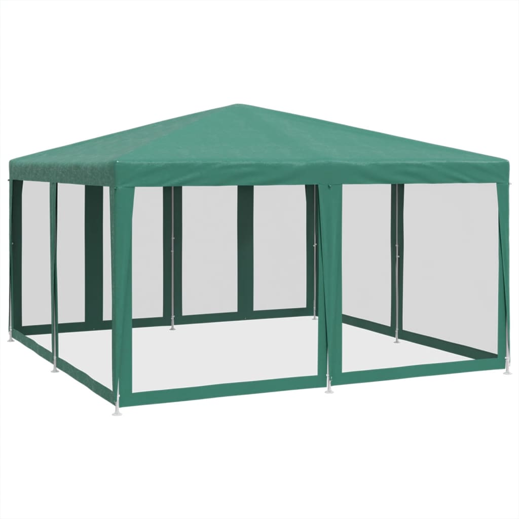 Partytent met 8 mesh zijwanden 4x4 m HDPE groen