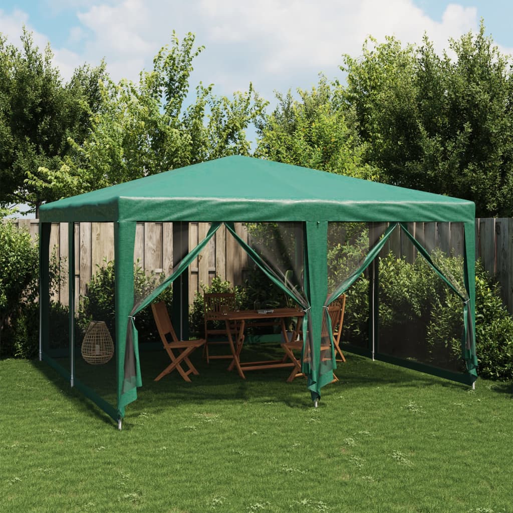 Partytent met 8 mesh zijwanden 4x4 m HDPE groen