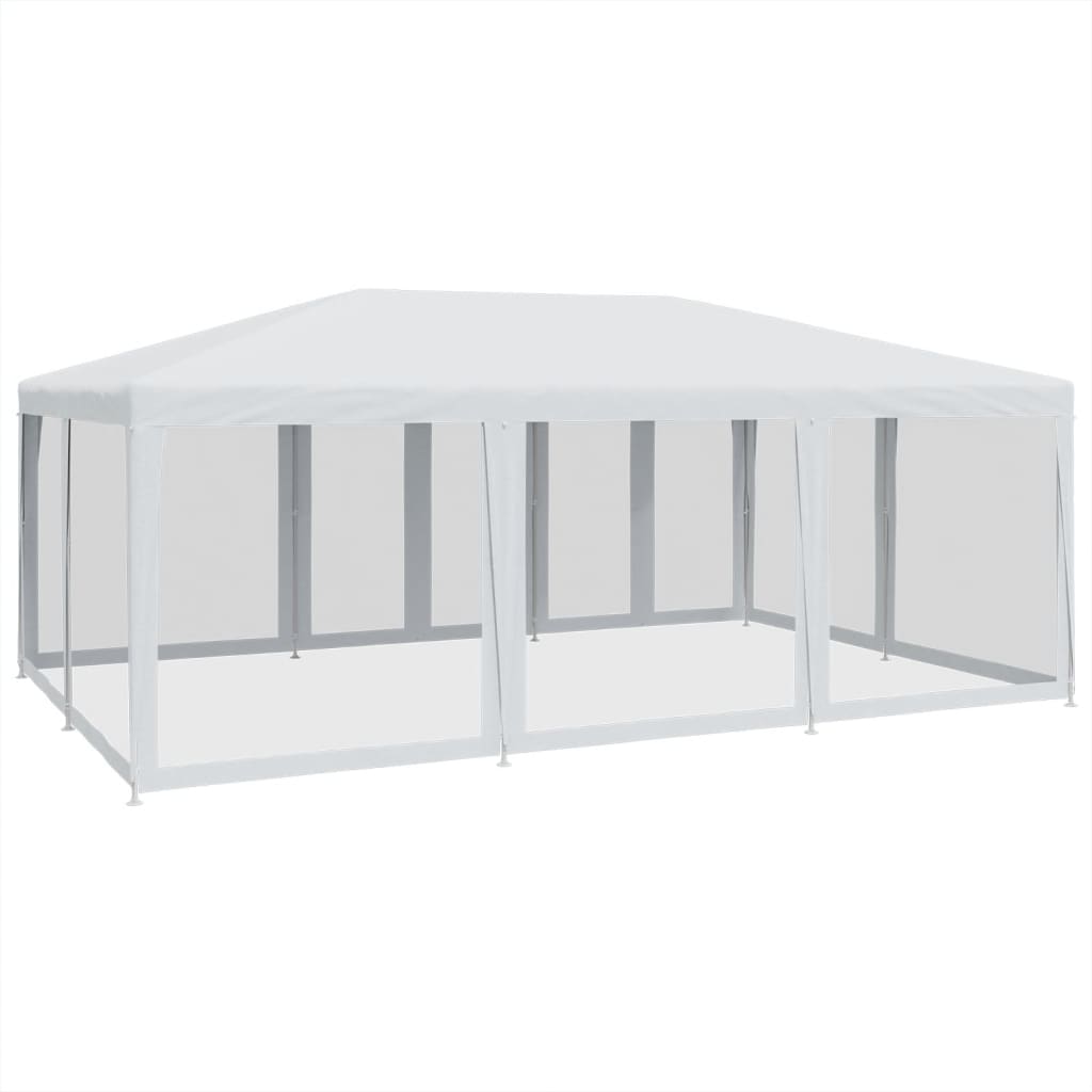 Partytent met 10 mesh zijwanden 6x4 m HDPE wit