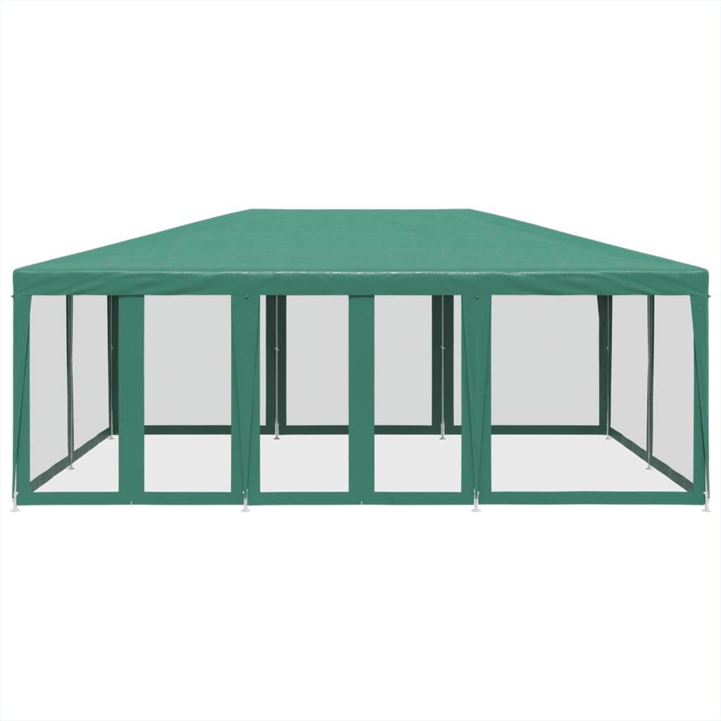 Partytent met 10 mesh zijwanden 6x4 m HDPE groen