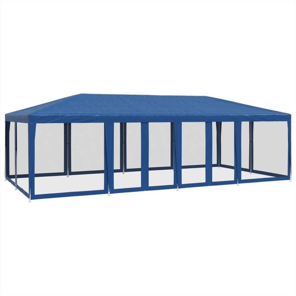 Partytent met 12 mesh zijwanden 8x4 m HDPE blauw