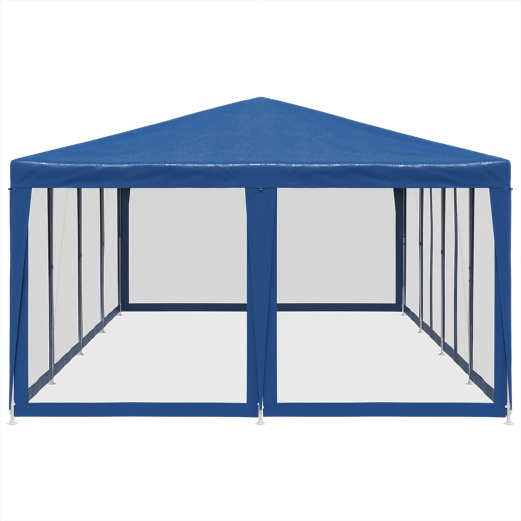 Partytent met 12 mesh zijwanden 8x4 m HDPE blauw