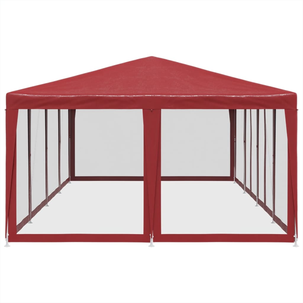 Partytent met 12 mesh zijwanden 8x4 m HDPE rood