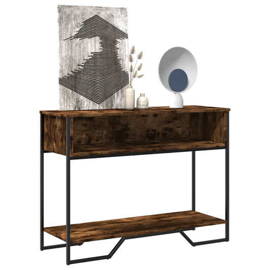 Wandtafel 100x35x74,5 cm bewerkt hout gerookt eikenkleurig Bijzettafels | Creëer jouw Trendy Thuis | Gratis bezorgd & Retour | Trendy.nl