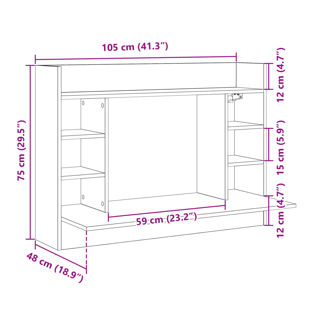 Wandbureau 105x48x75 cm bewerkt hout sonoma eikenkleurig Bureaus | Creëer jouw Trendy Thuis | Gratis bezorgd & Retour | Trendy.nl