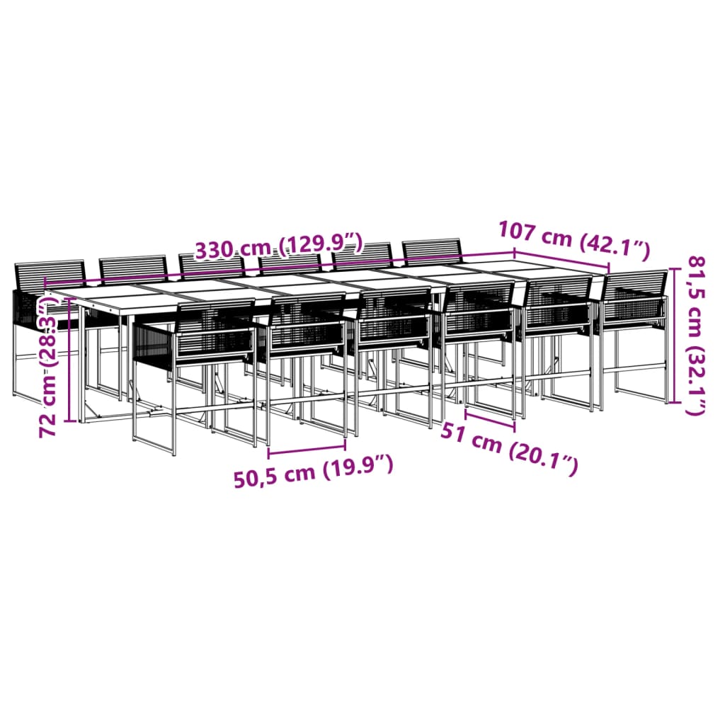 13-delige Tuinset poly rattan zwart Tuinsets | Creëer jouw Trendy Thuis | Gratis bezorgd & Retour | Trendy.nl