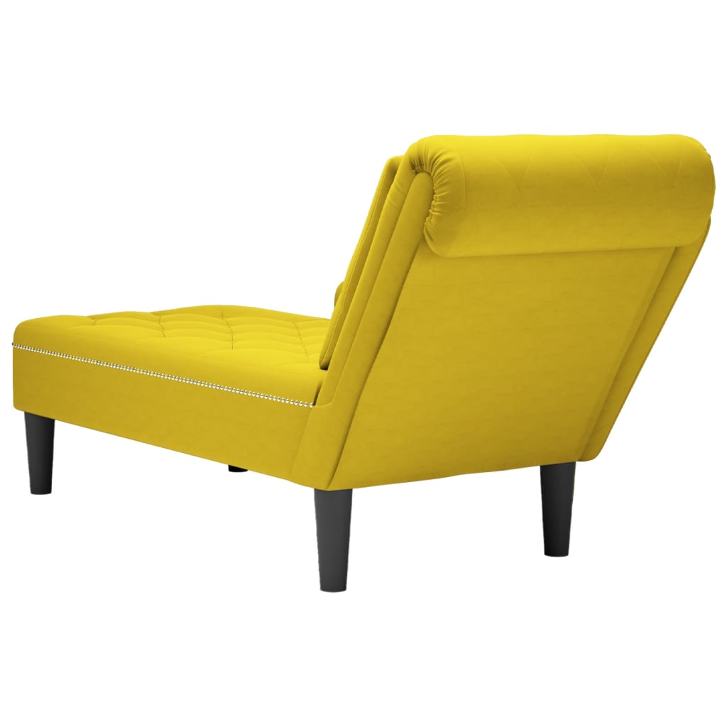 Chaise longue met kussen en rechterarmleuning fluweel geel