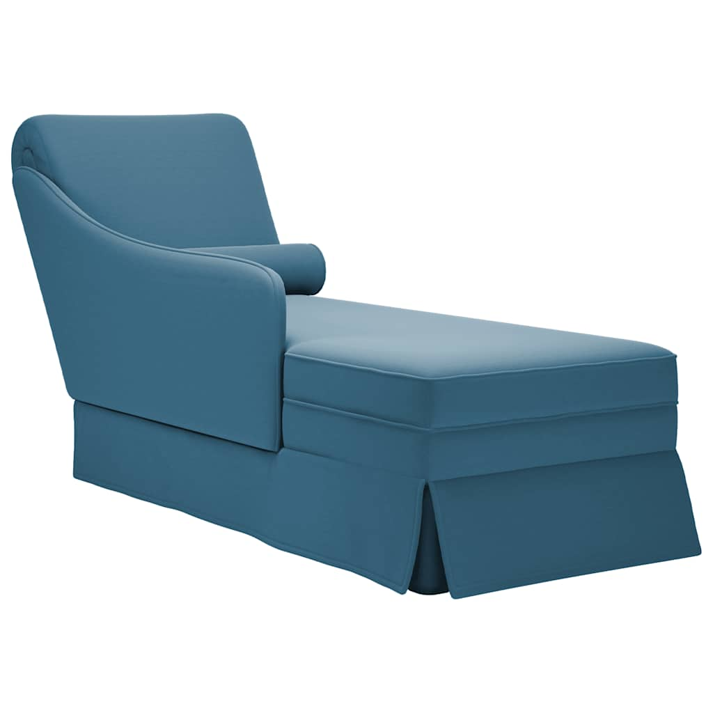 Chaise longue met bolster en rechterarmleuning fluweel blauw