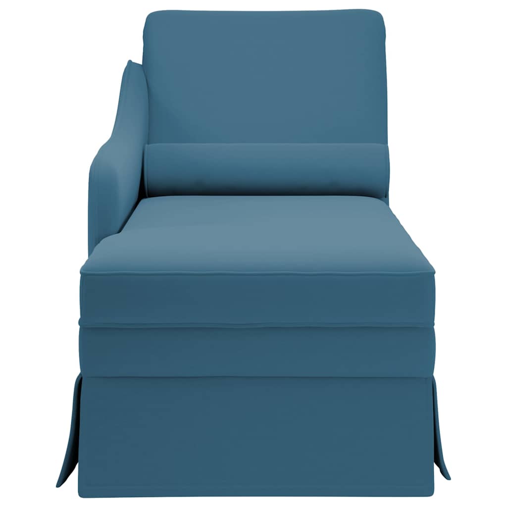 Chaise longue met bolster en rechterarmleuning fluweel blauw