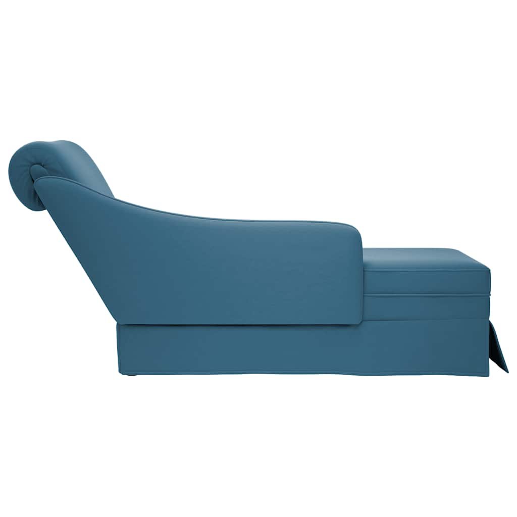 Chaise longue met bolster en rechterarmleuning fluweel blauw