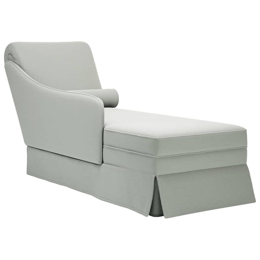 Chaise longue met bolster&rechterarmleuning fluweel lichtgrijs