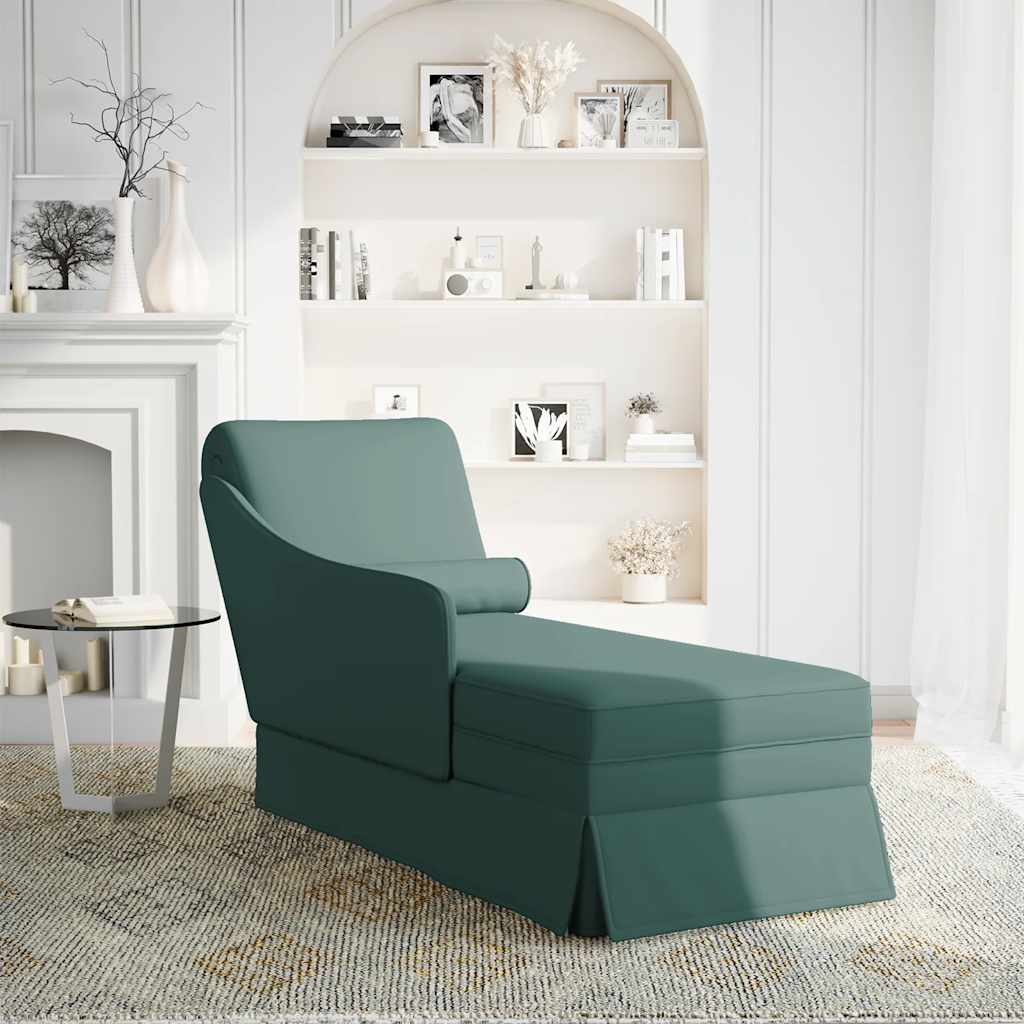 Chaise longue met bolster&rechterarmleuning fluweel donkergroen