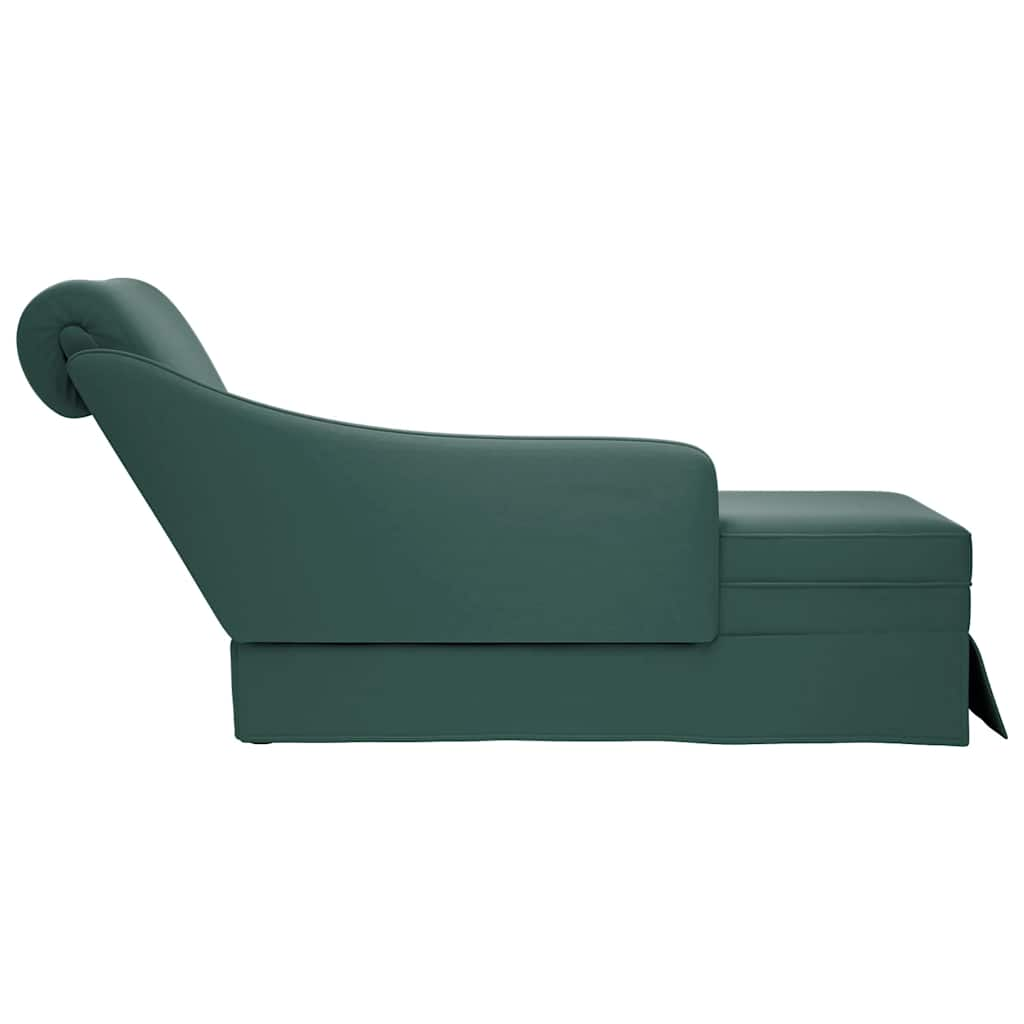 Chaise longue met bolster&rechterarmleuning fluweel donkergroen