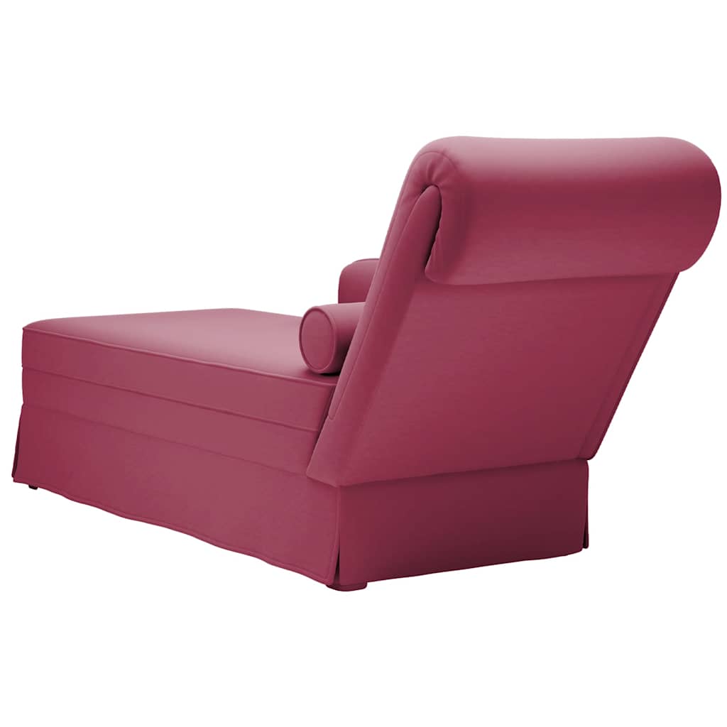 Chaise longue met bolster en rechterarmleuning fluweel wijnrood