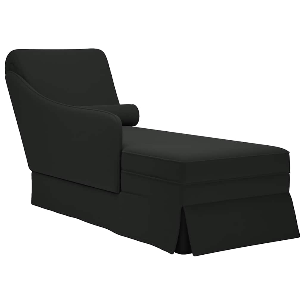 Chaise longue met bolster en rechterarmleuning fluweel zwart