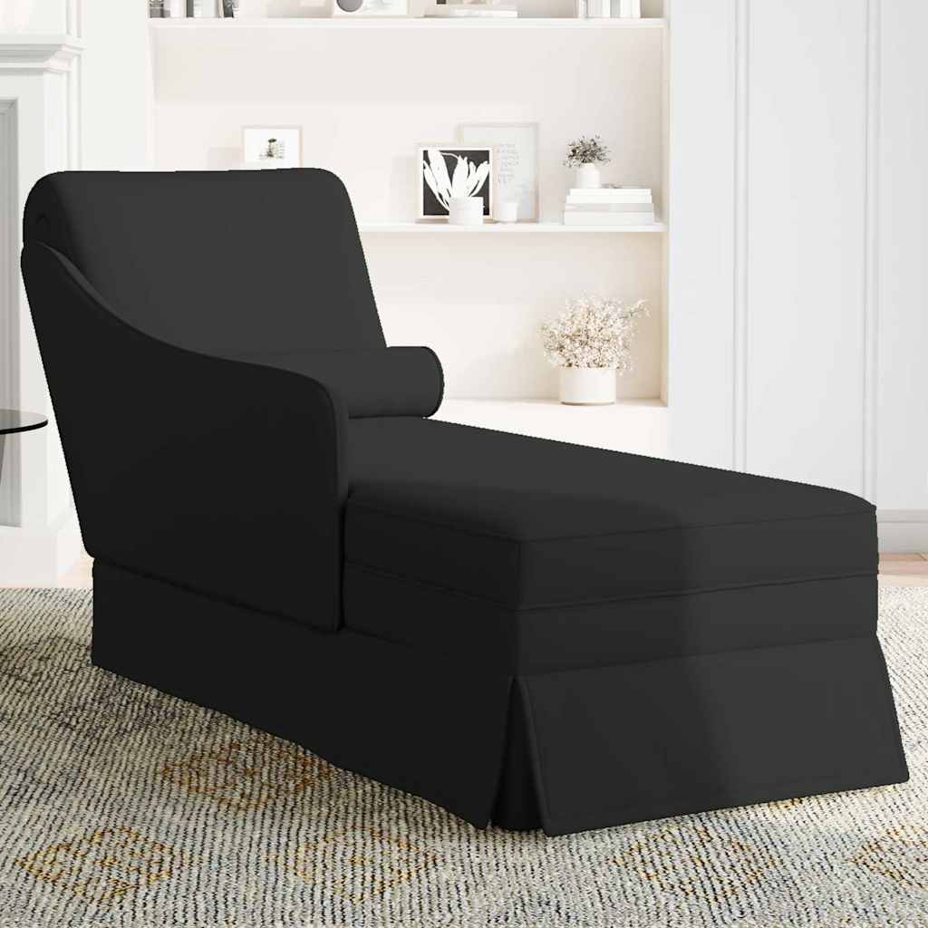 Chaise longue met bolster en rechterarmleuning fluweel zwart