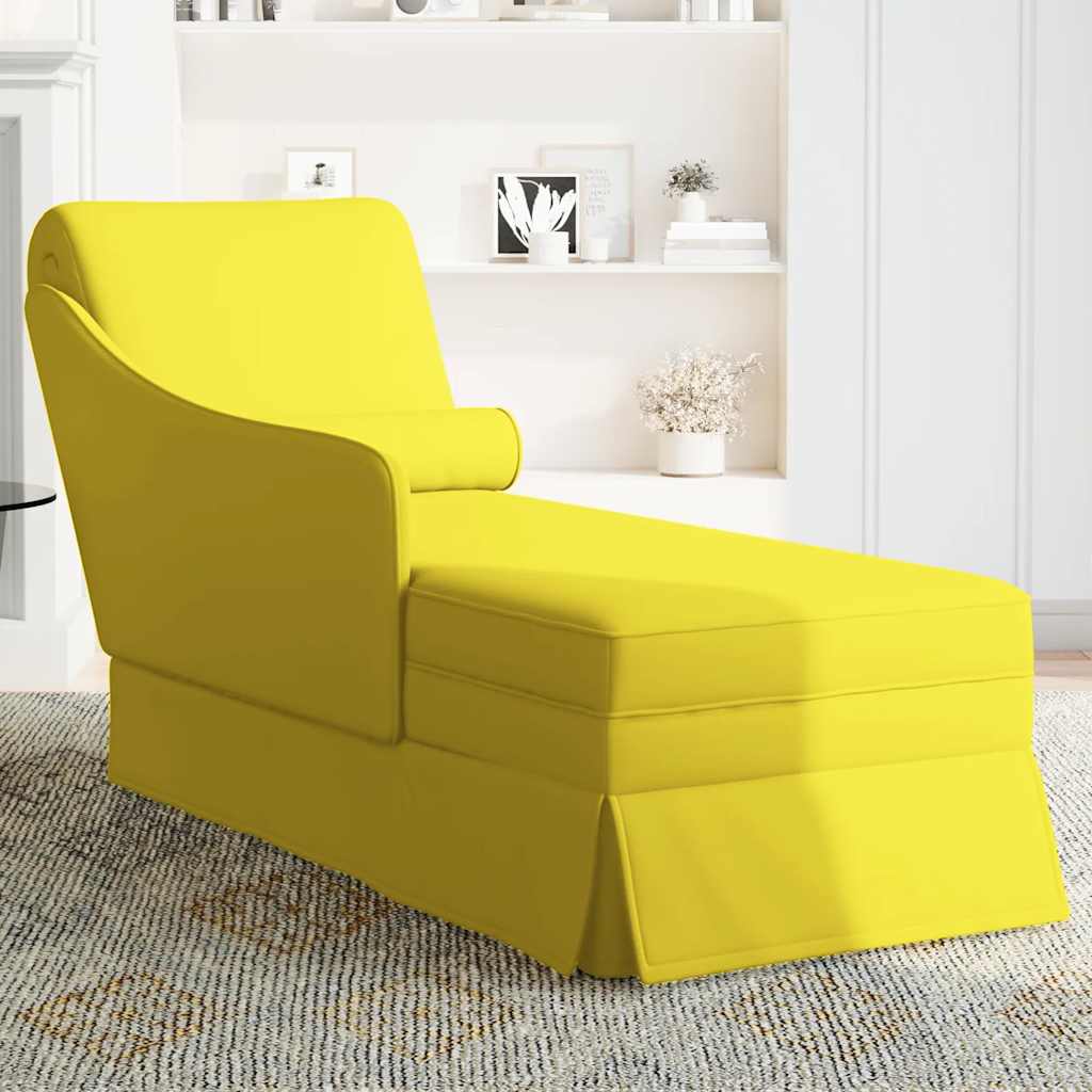 Chaise longue met bolster en rechterarmleuning fluweel geel