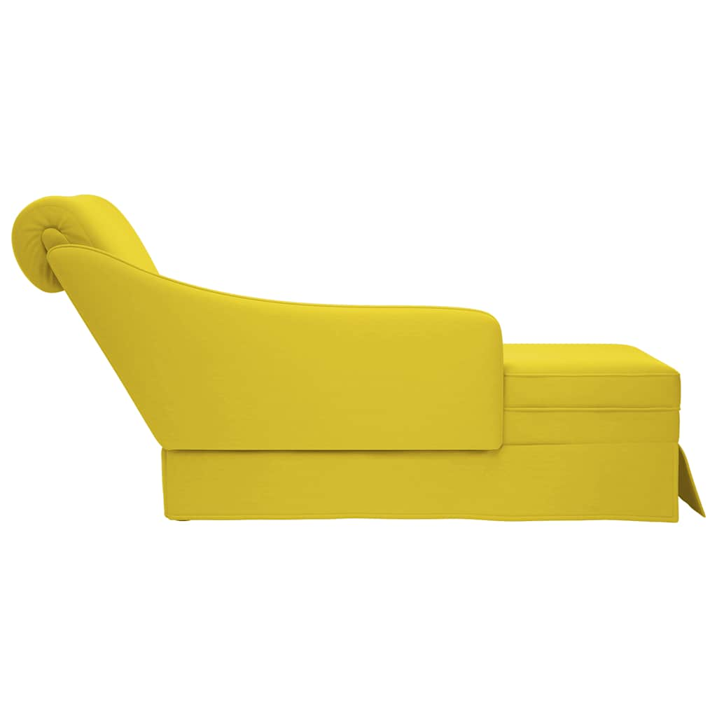 Chaise longue met bolster en rechterarmleuning fluweel geel