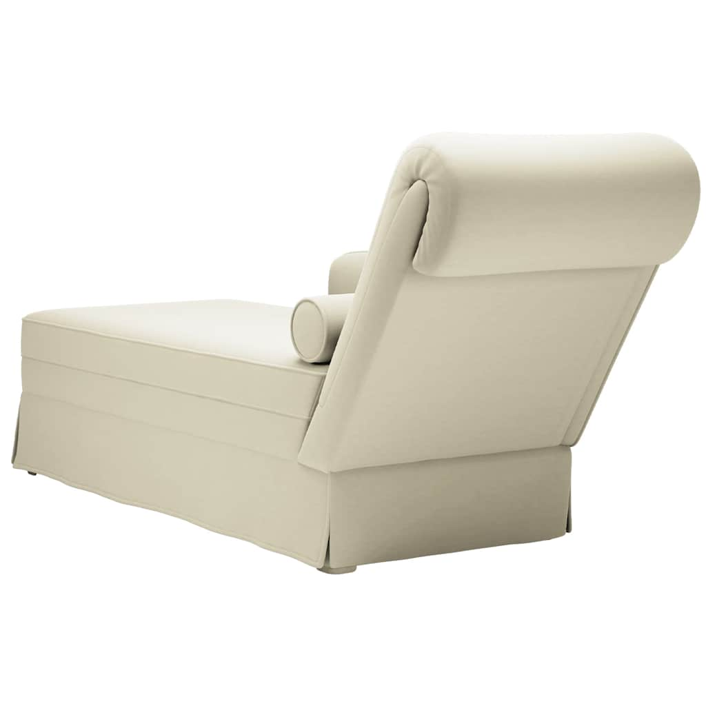 Chaise longue met bolster en rechterarmleuning fluweel crème