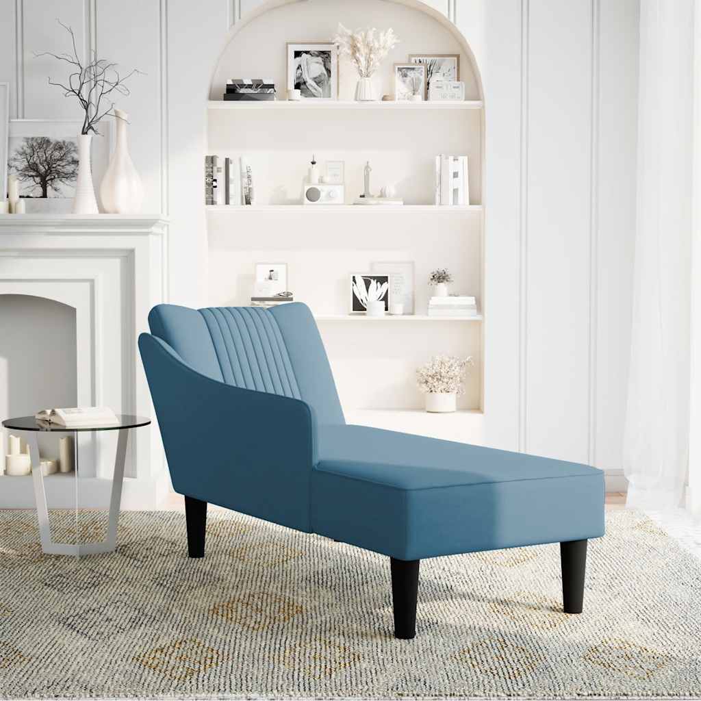 Chaise longue met rechterarmleuning fluweel blauw