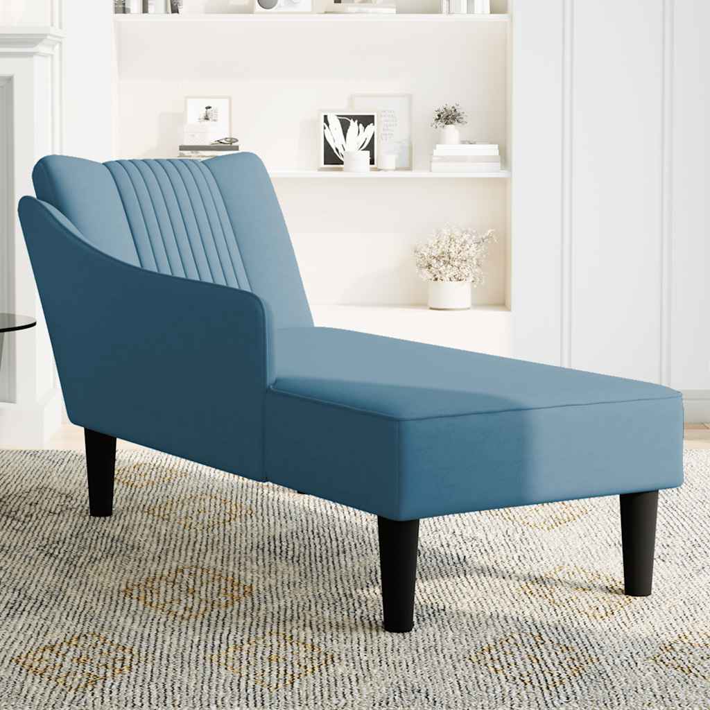 Chaise longue met rechterarmleuning fluweel blauw