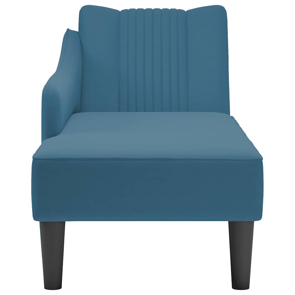 Chaise longue met rechterarmleuning fluweel blauw