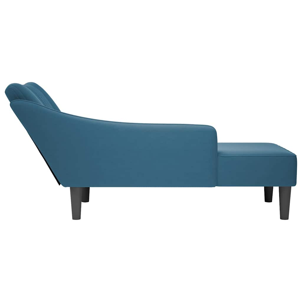 Chaise longue met rechterarmleuning fluweel blauw