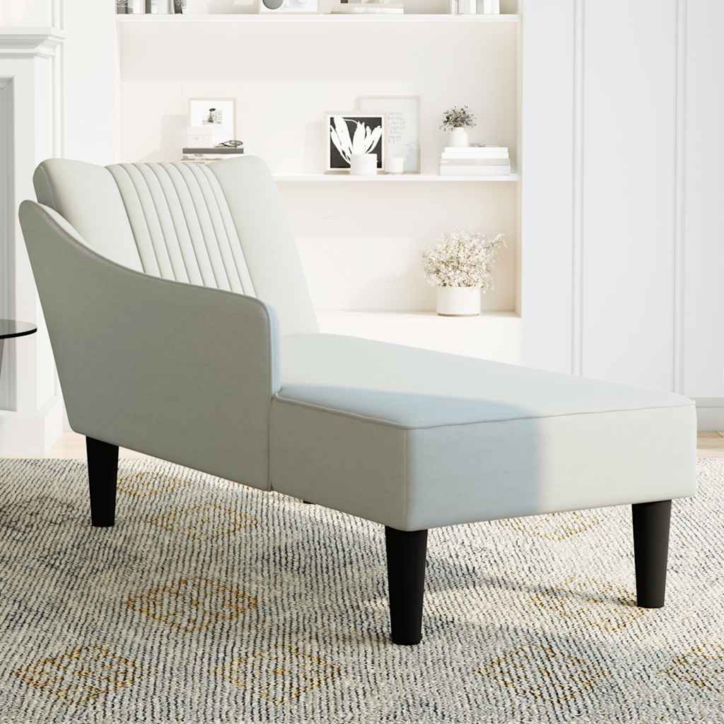 Chaise longue met rechterarmleuning fluweel lichtgrijs