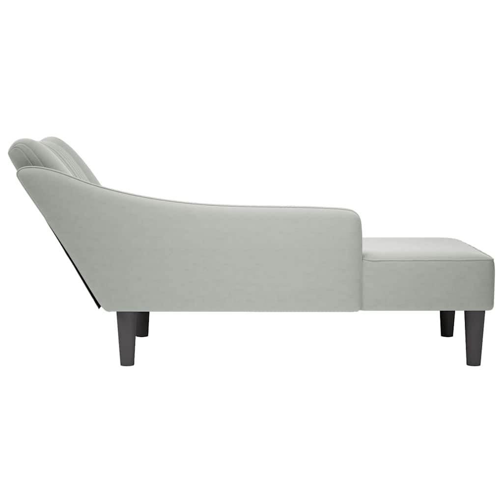 Chaise longue met rechterarmleuning fluweel lichtgrijs