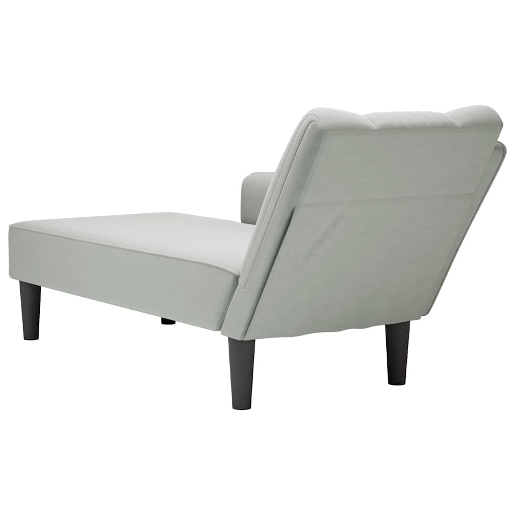 Chaise longue met rechterarmleuning fluweel lichtgrijs