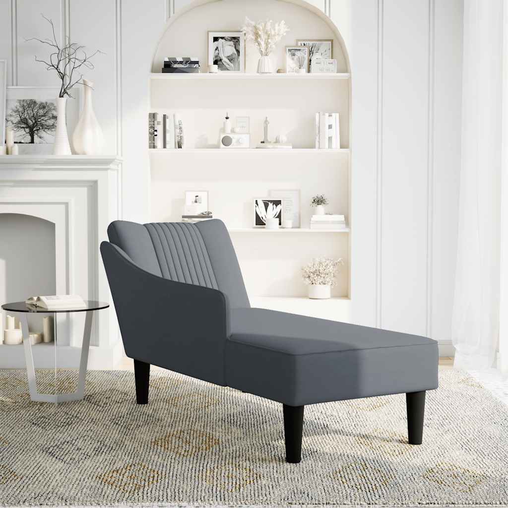 Chaise longue met rechterarmleuning fluweel donkergrijs