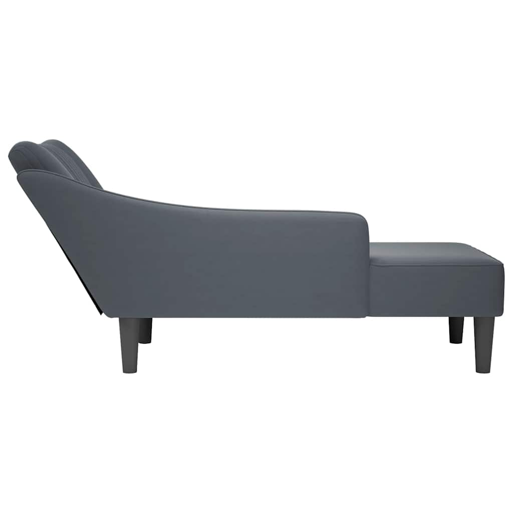 Chaise longue met rechterarmleuning fluweel donkergrijs