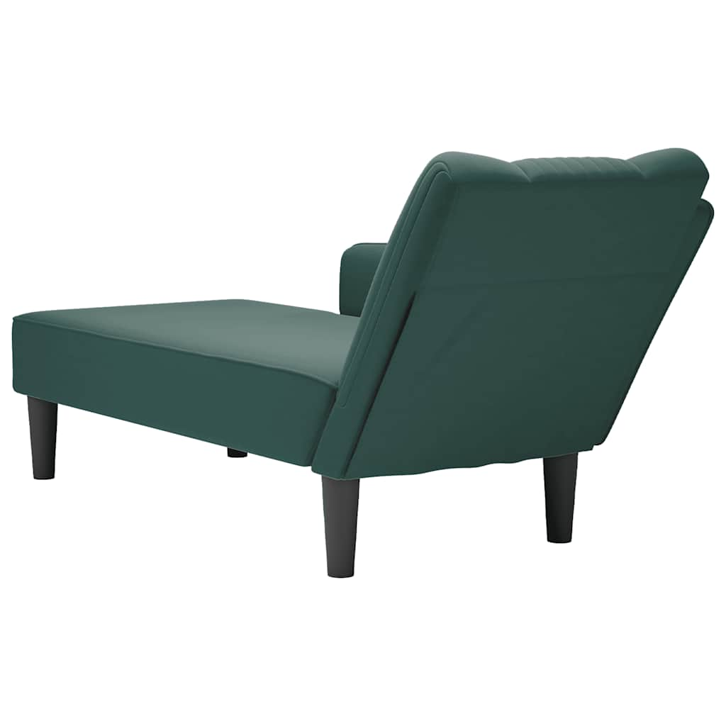 Chaise longue met rechterarmleuning fluweel donkergroen