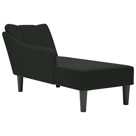 Chaise longue met rechterarmleuning fluweel zwart