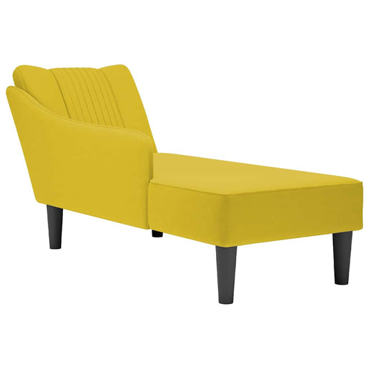 Chaise longue met rechterarmleuning fluweel geel