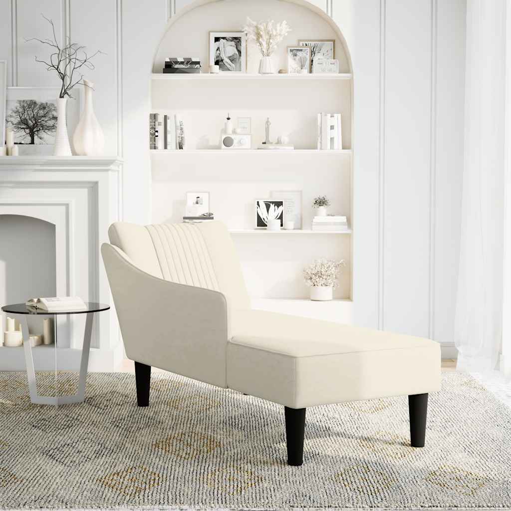 Chaise longue met rechterarmleuning fluweel crèmekleurig