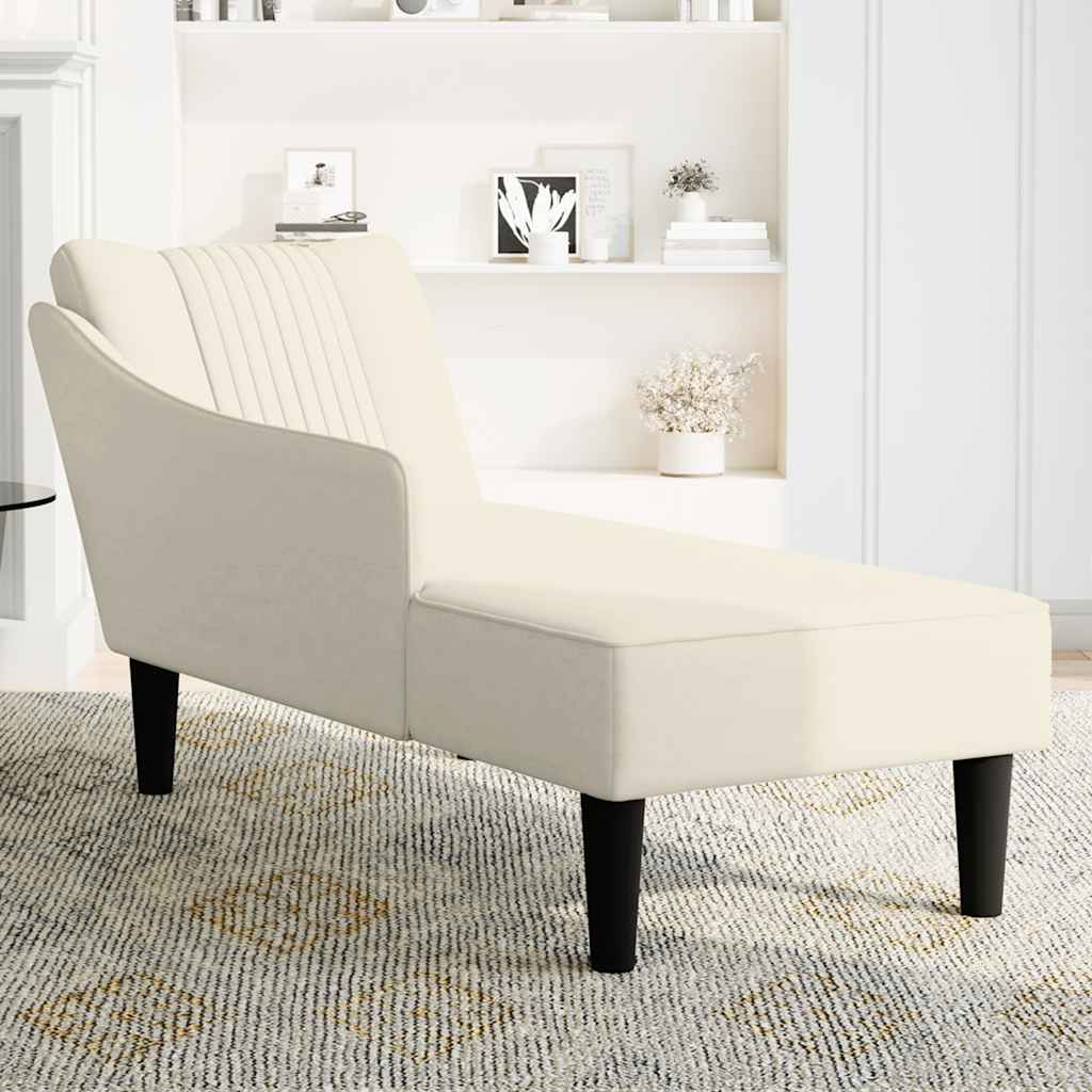 Chaise longue met rechterarmleuning fluweel crèmekleurig