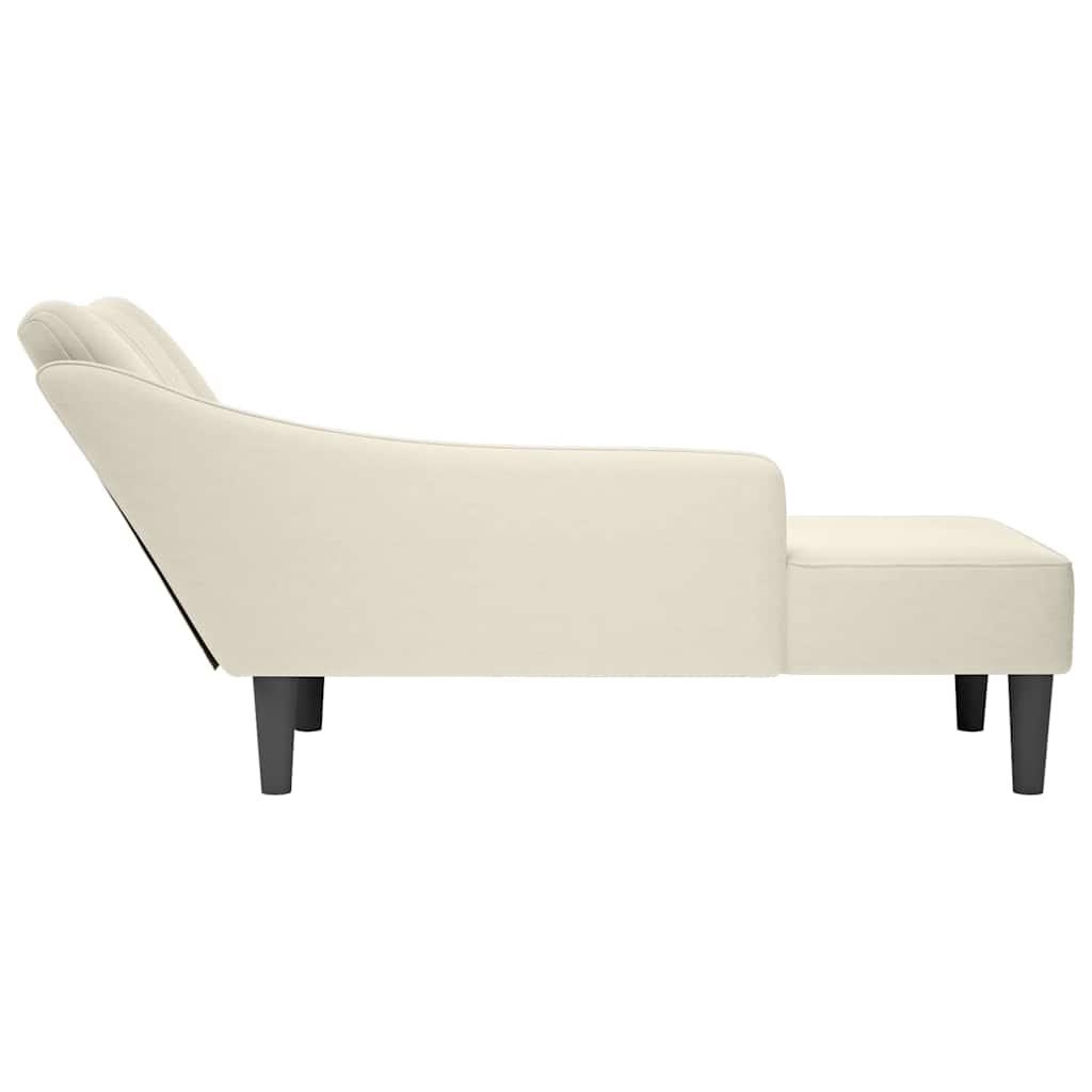 Chaise longue met rechterarmleuning fluweel crèmekleurig