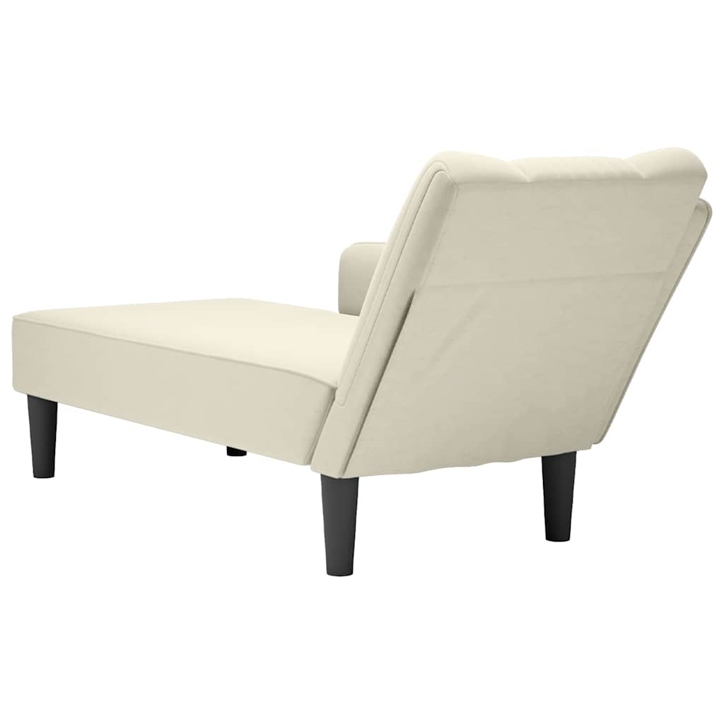 Chaise longue met rechterarmleuning fluweel crèmekleurig