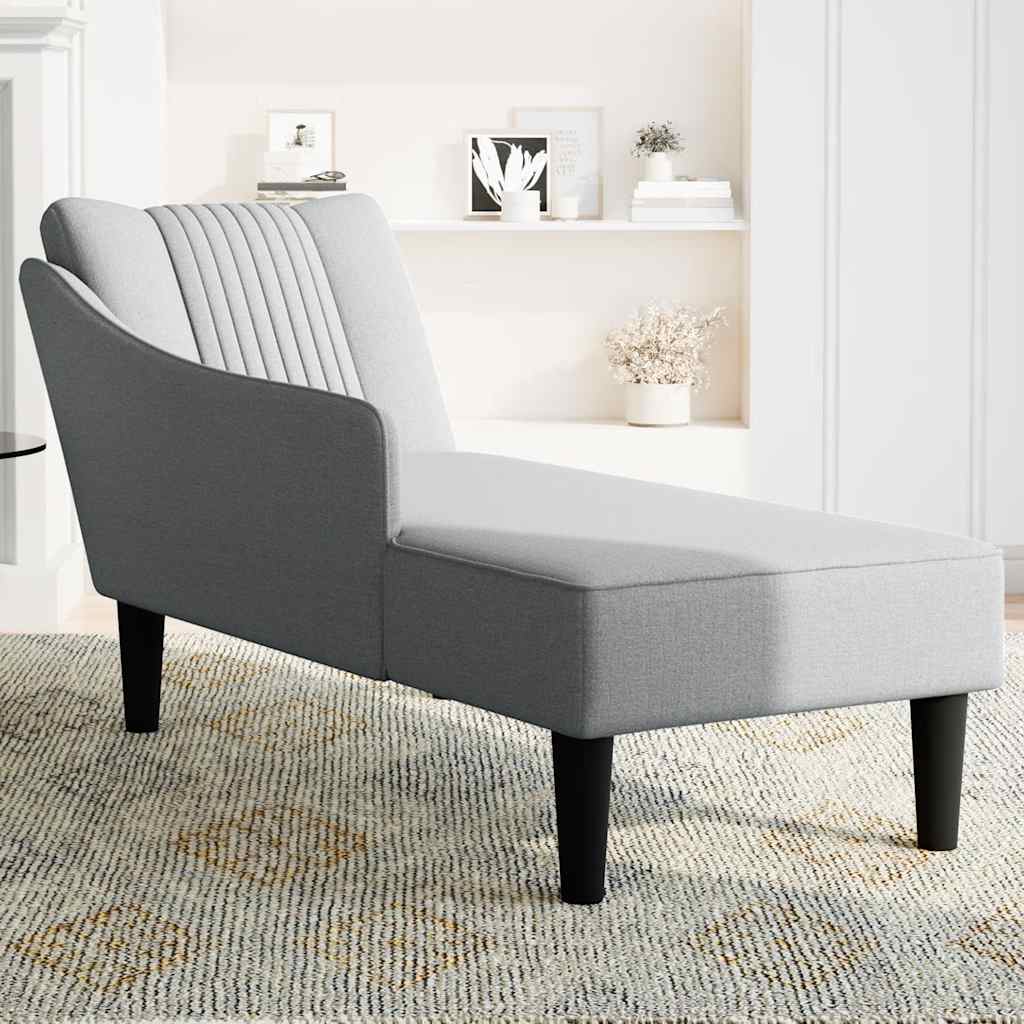 Chaise longue met rechterarmleuning stof lichtgrijs