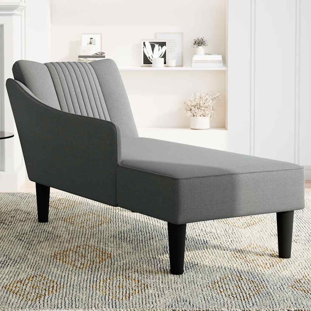 Chaise longue met rechterarmleuning stof donkergrijs