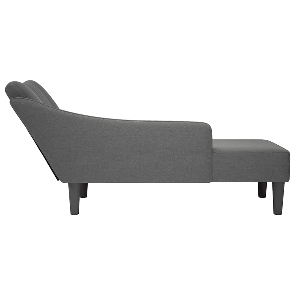 Chaise longue met rechterarmleuning stof donkergrijs