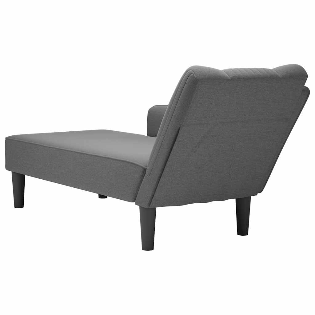 Chaise longue met rechterarmleuning stof donkergrijs