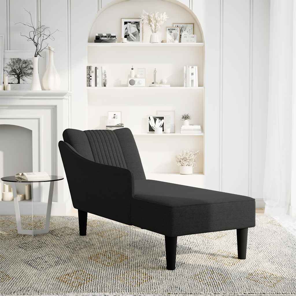 Chaise longue met rechterarmleuning stof zwart