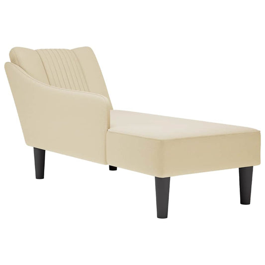 Chaise longue met rechterarmleuning stof crèmekleurig