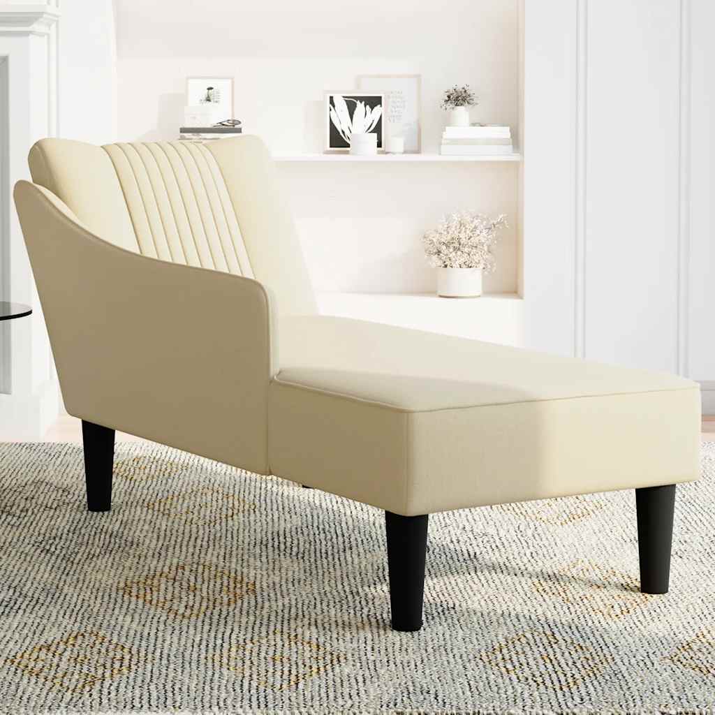 Chaise longue met rechterarmleuning stof crèmekleurig