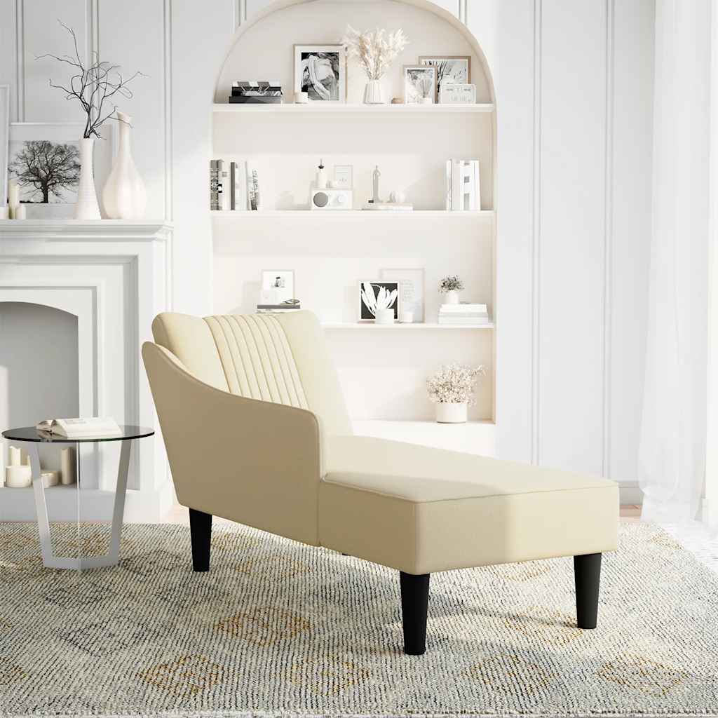 Chaise longue met rechterarmleuning stof crèmekleurig