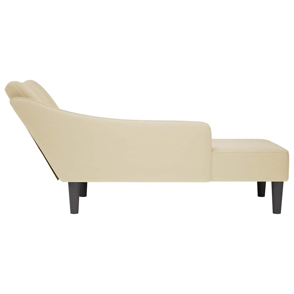 Chaise longue met rechterarmleuning stof crèmekleurig