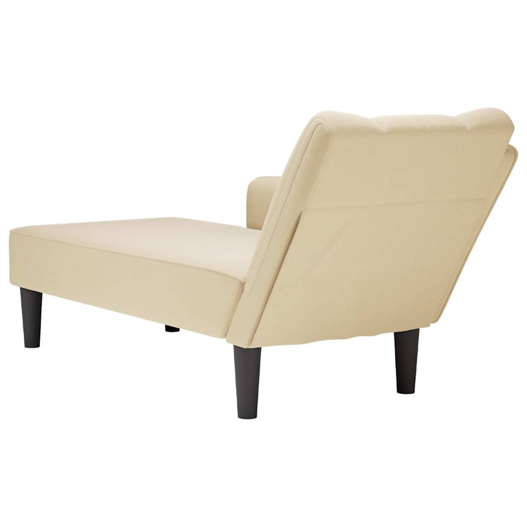 Chaise longue met rechterarmleuning stof crèmekleurig